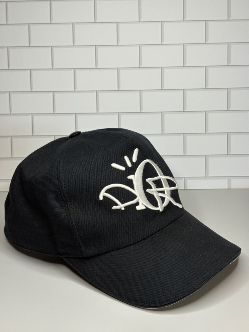 Dior x Travis Scott Black Baseball Cap with White Embroidered Logo